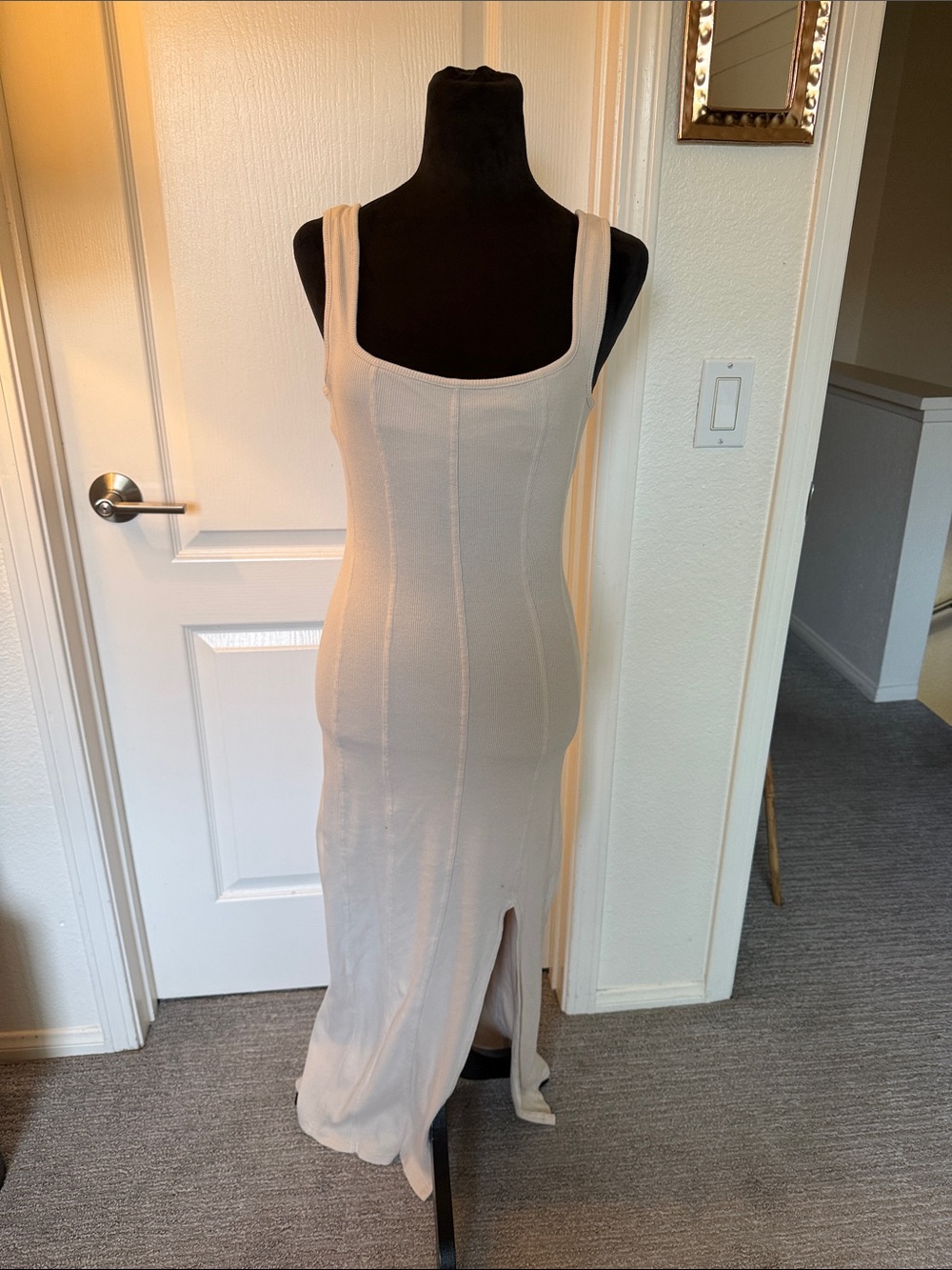 L*Space Sleeveless Square-Neck Maxi Dress in Light Beige